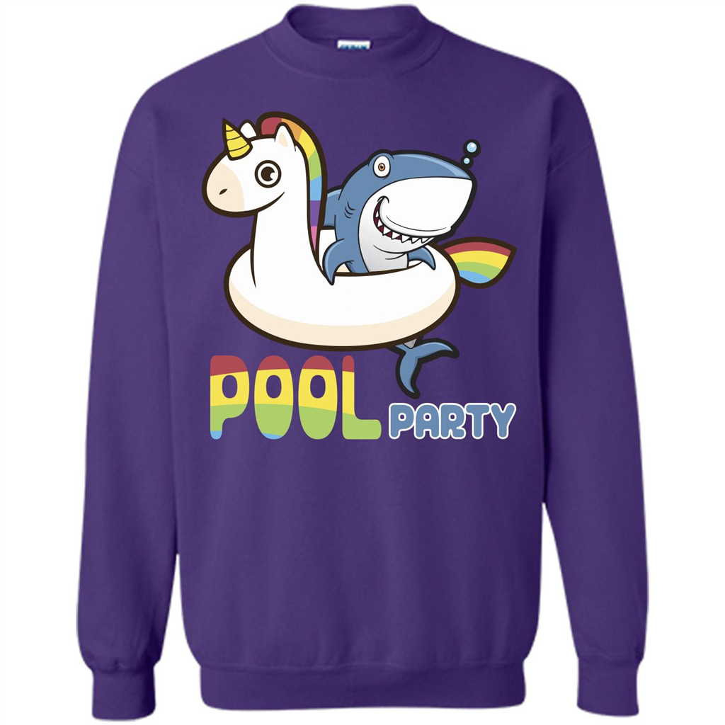 Pool Party T-shirt Unicorn Float Funny Shark Purple