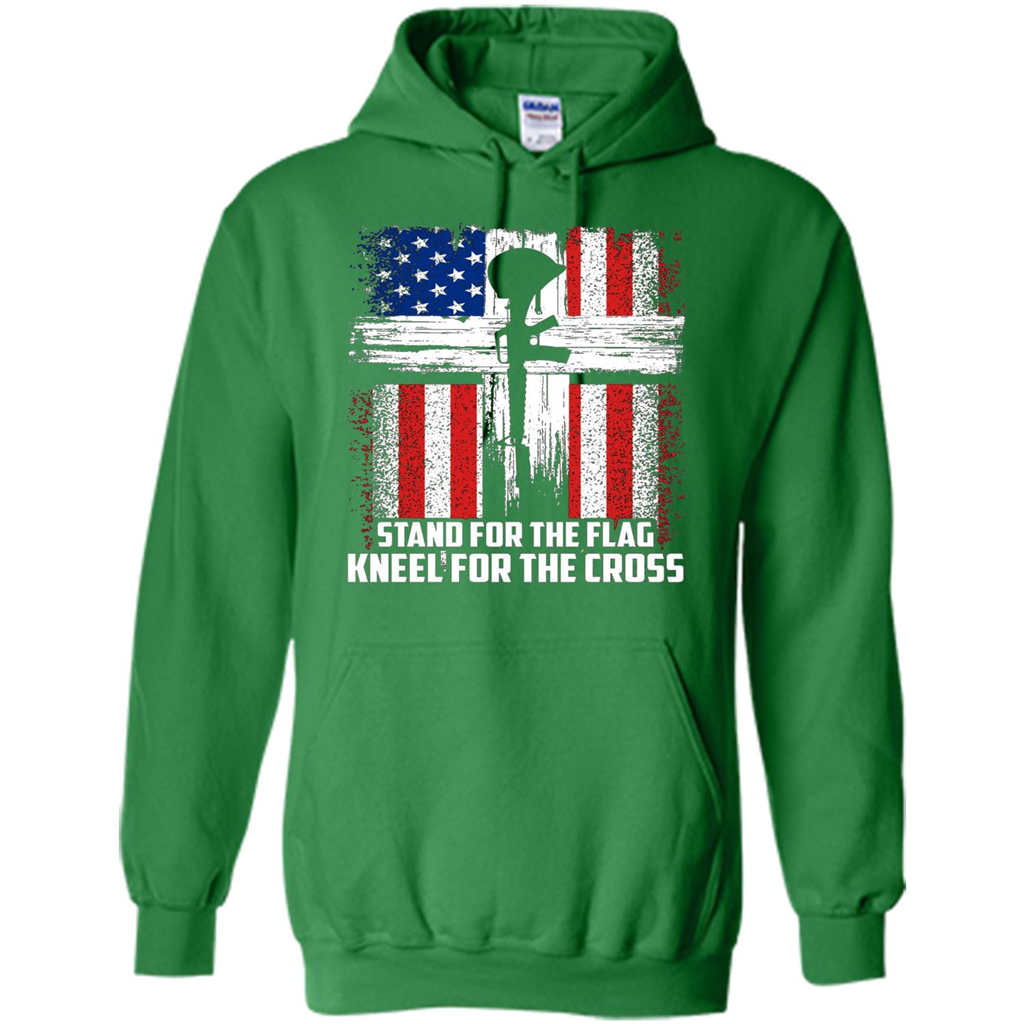 Military T-shirt Stand For The Flag Kneel For The Cross T-Shirt Irish Green