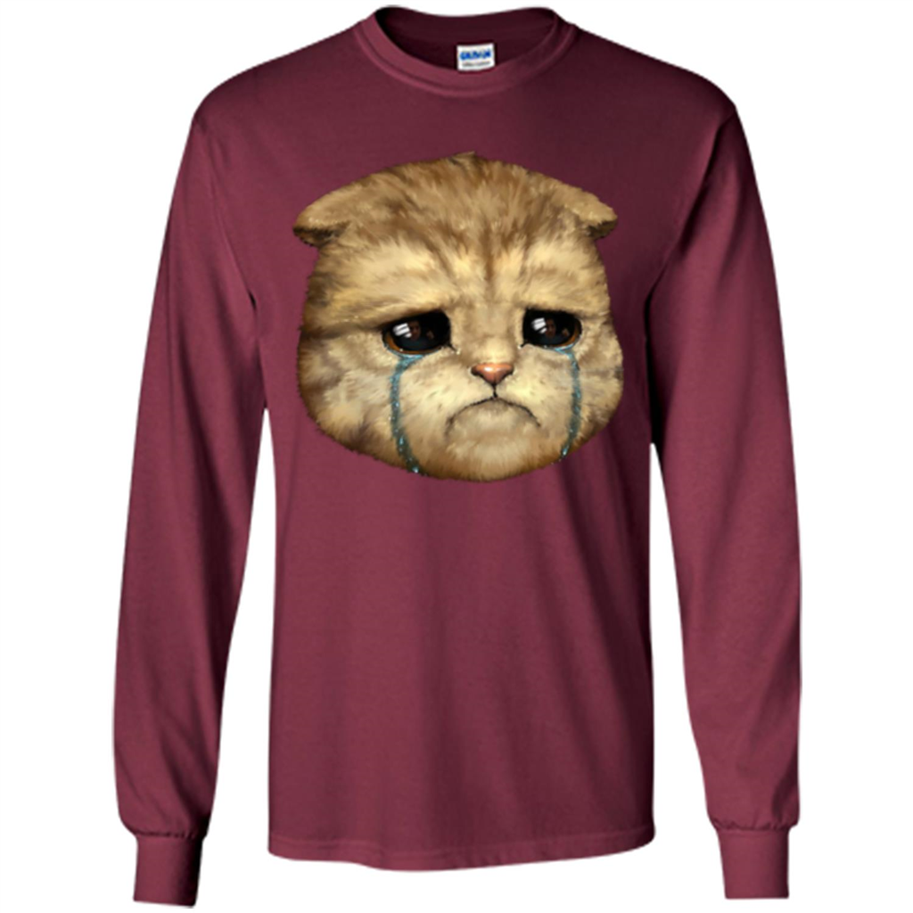 Cat Lovers T-shirt Cat Crying Maroon