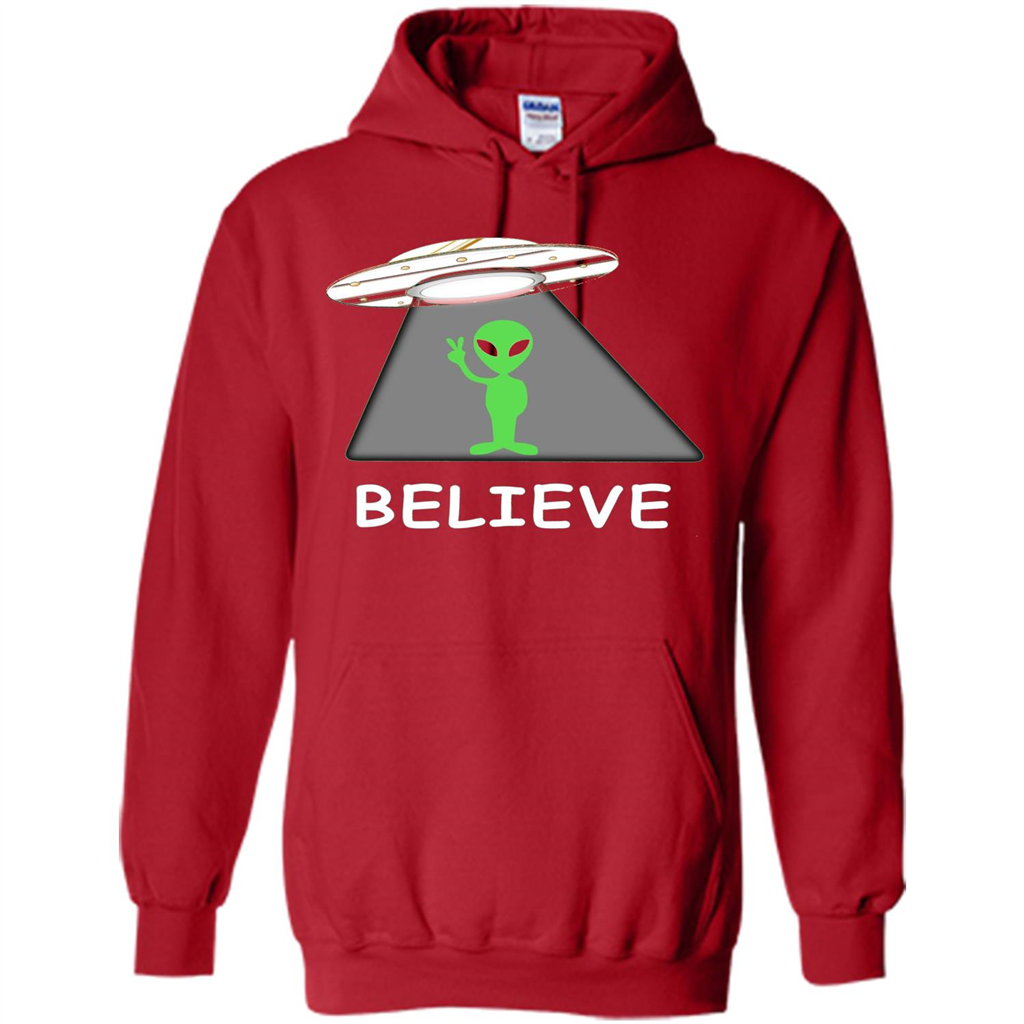 I Believe Alien T-shirt New Cool UFO T-shirt Red