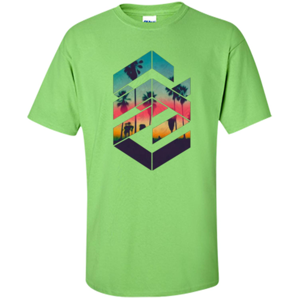 Summer T-shirt Geometric Sunset Beach Lime