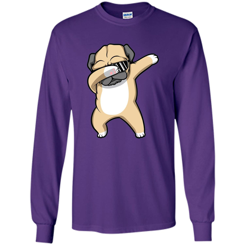 Dabbing Pug T-shirt Funny Cute Dog Dab Dance T-Shirt Purple
