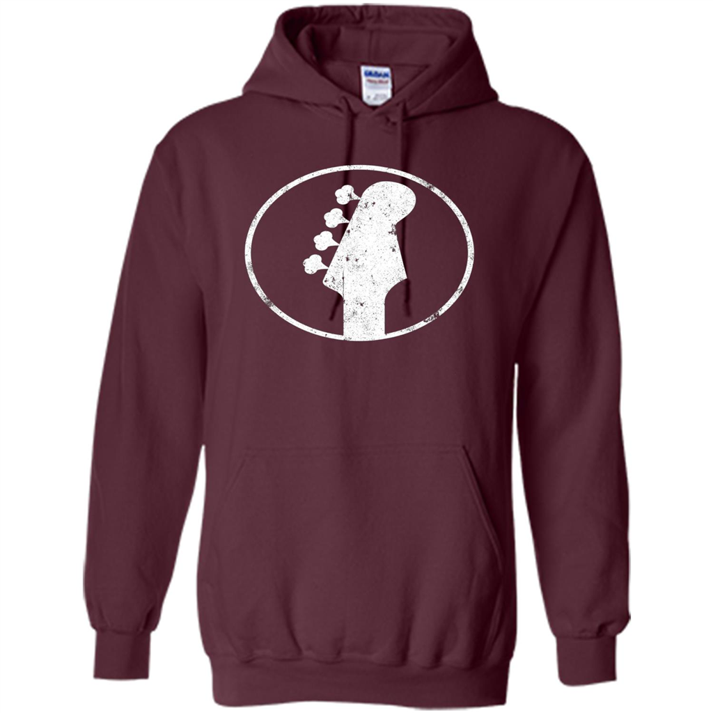 Bass Player - 4 String Headstock Distressed Bass T-shirt Maroon