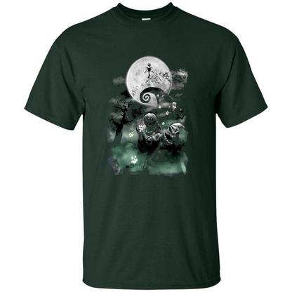 The Nightmare Before Christmas Haunted Scene T-Shirt Forest Green