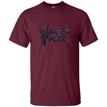 Halloween Rocks Skeleton T-shirt Maroon