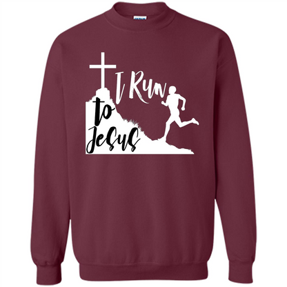 Christian T-shirt I Run To Jesus Maroon