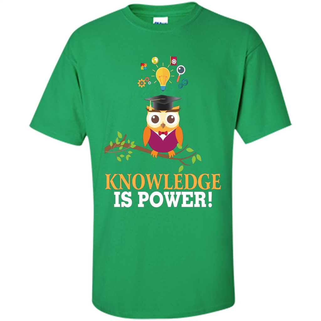 Knowledge is Power T-Shirt Cute Owl Teacher Student T-shirt Irish Green