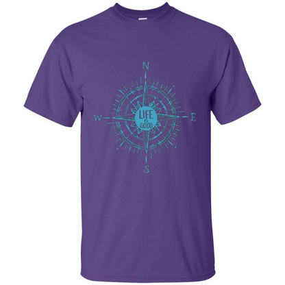 Life is Good T-shirt Compass Rose Nautical Sailing T-shirt Purple
