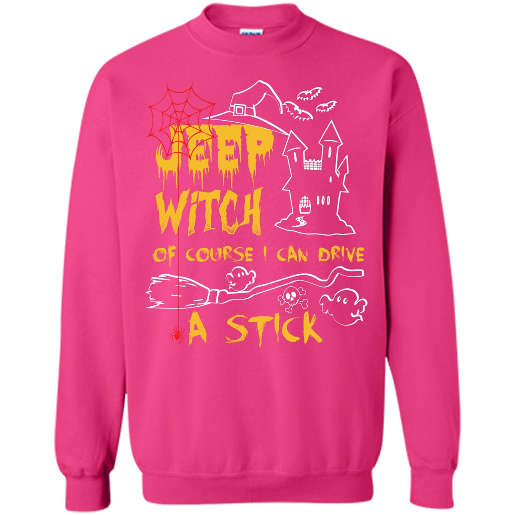 Halloween T-shirt Jeep Witch Of Course I Can Drive A Stick T-shirt Heliconia