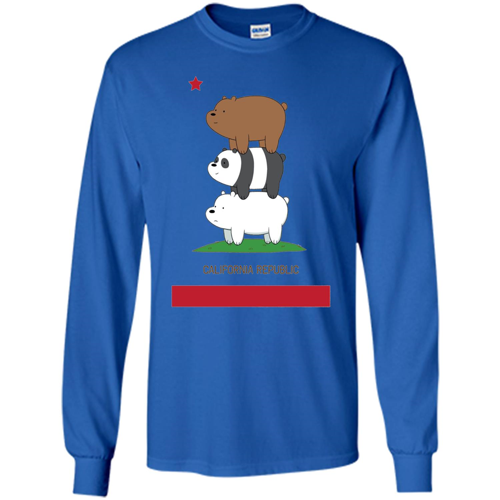 CN We Bare Bears California Flag Stack T-shirt Royal
