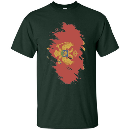 Flag of Montenegro T-shirt National Montenegrin Forest Green