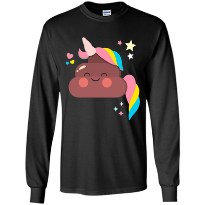 Emoji Happy Unicorn Poop Funny T-shirt Black