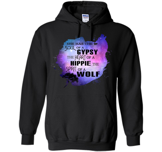The Soul of a Gypsy Heart of a Hippie Spirit of a Wolf Shirt t-shirt Black