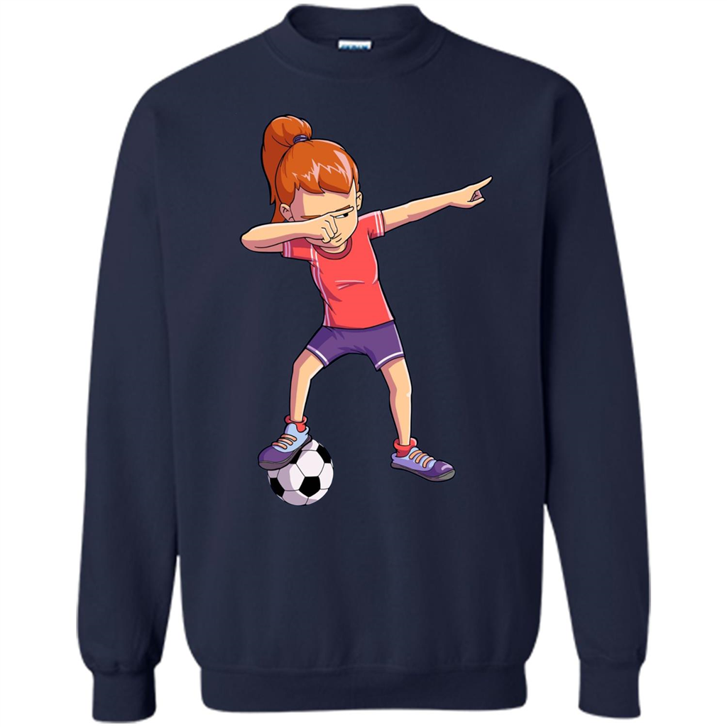 Dabbing Soccer Girl T-shirt Dab Dance T-shirt Navy