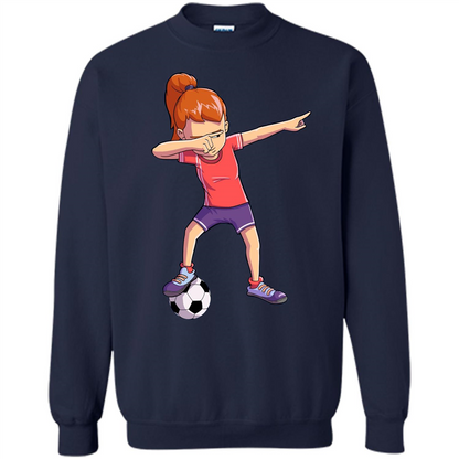 Dabbing Soccer Girl T-shirt Dab Dance T-shirt Navy