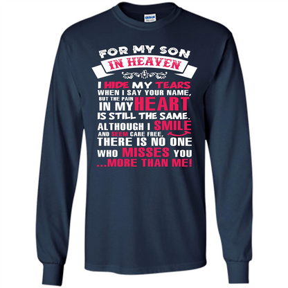 Family T-shirt For My Son In Heaven I Hide My Tears T-shirt Navy