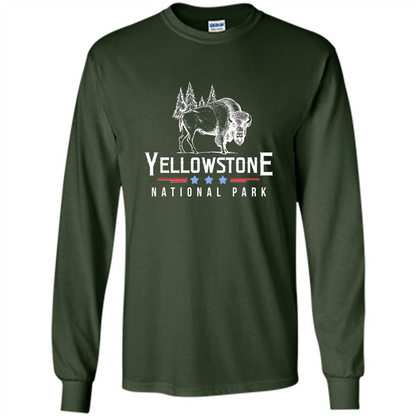 Yellowstone National Park Wyoming Buffalo T-shirt Forest Green