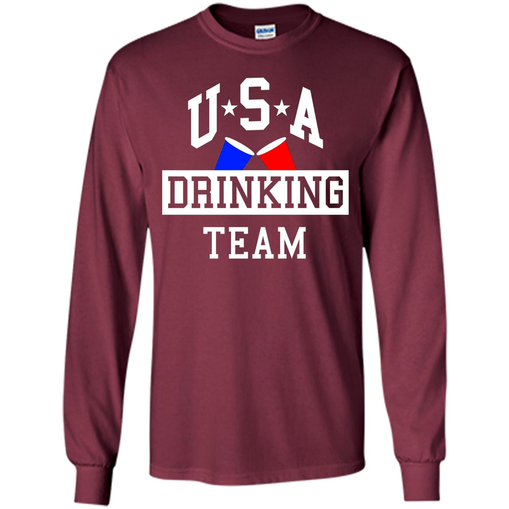 Independence Day T-shirt USA Drinking Team Maroon