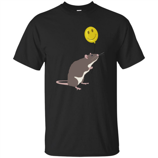 Rat Holding A Smiley Faced Balloon T-shirt Black