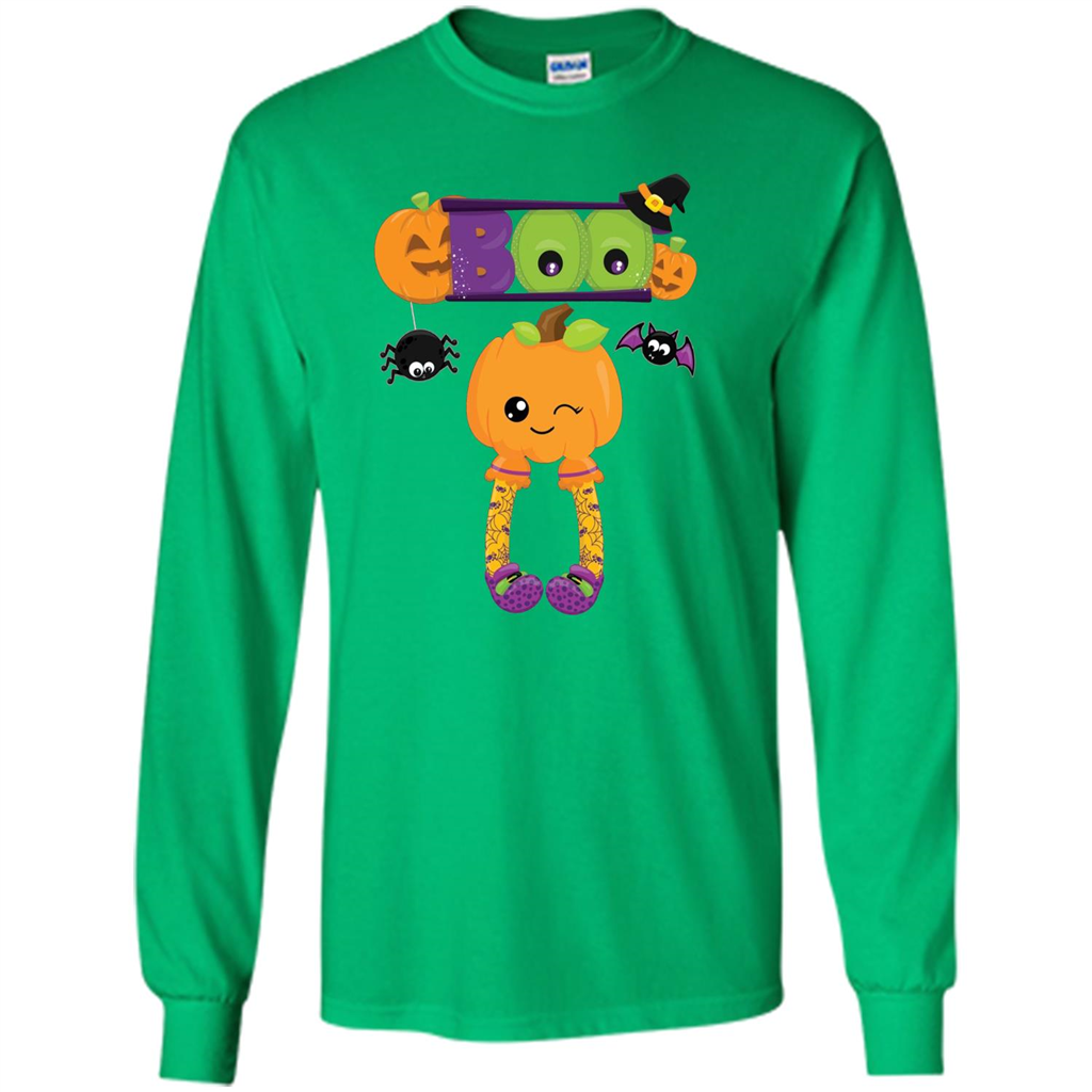 Cute Halloween Boo T-Shirt with Pumpkins-Party T-shirt Irish Green