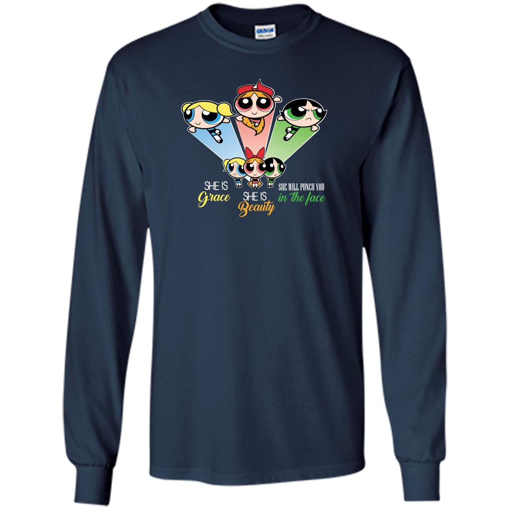 Powerpuff Girls T-shirt She Is Beauty She Is Grace T-shirt Navy