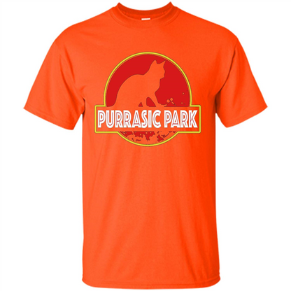 Funny Kitty Cat Graphic T-shirt Purrasic Park Cat T-Shirt Orange