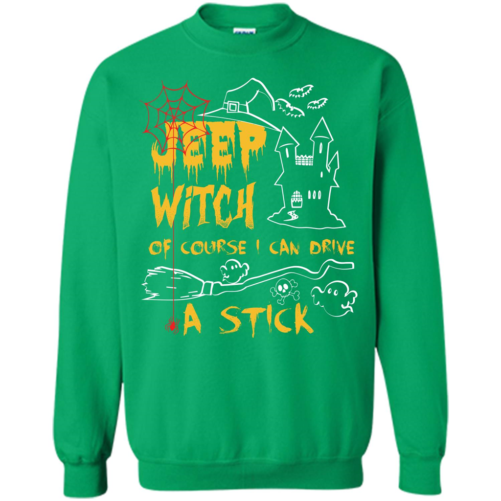 Halloween T-shirt Jeep Witch Of Course I Can Drive A Stick T-shirt Irish Green