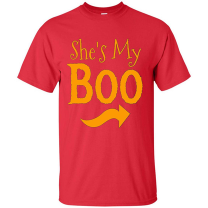 She's My Boo - Halloween Couples T-shirts For Him and Her Red