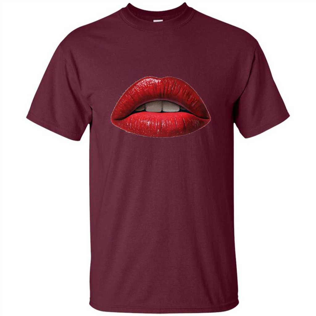 Red Lips T-shirt with Red Lips Art T-shirt Maroon