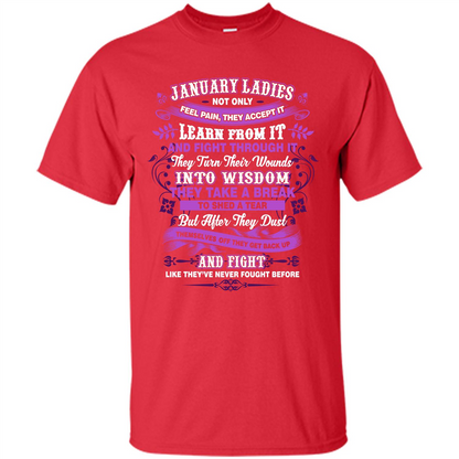 January Ladies T-shirt January Lady Facts Red