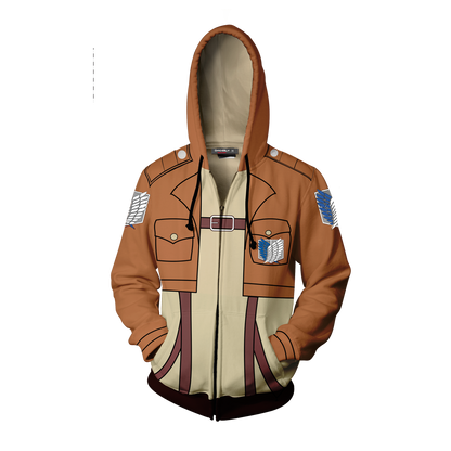 Attack On Titan Eren Yeager Cosplay Zip Up Hoodie Jacket