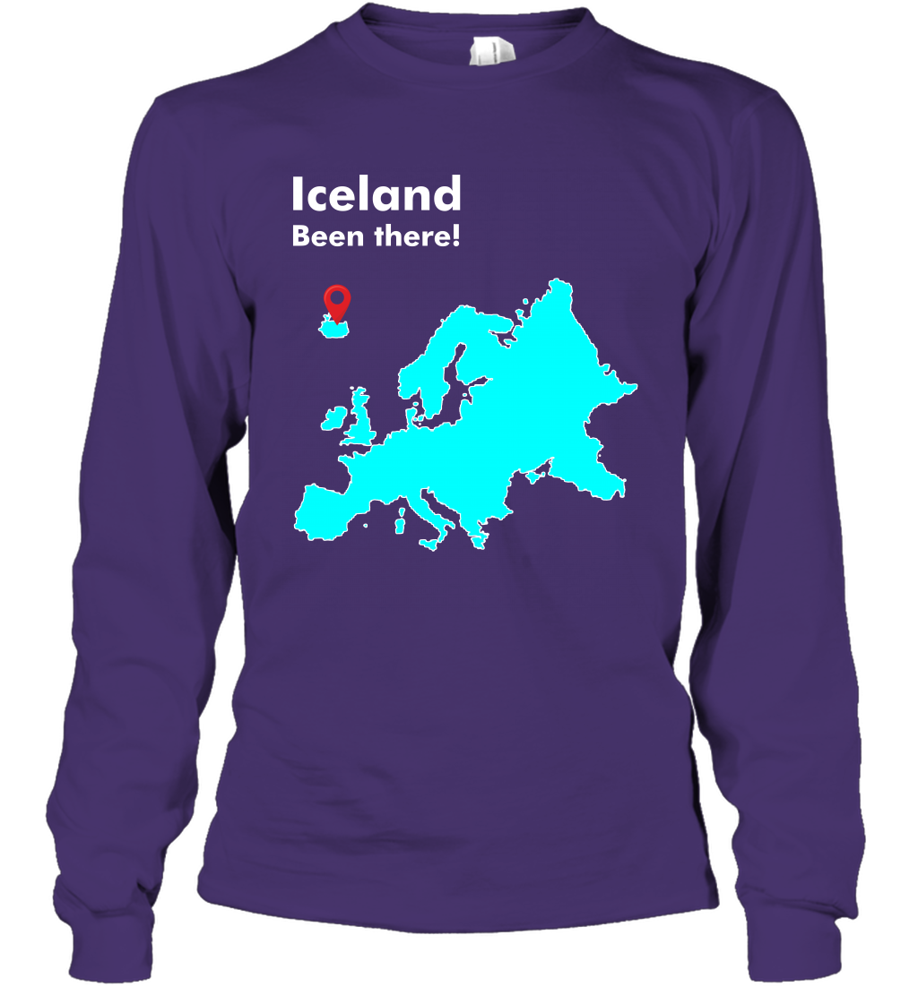 Iceland Been There Map Shirt Long Sleeve T-Shirt Long Sleeve T-Shirt Purple