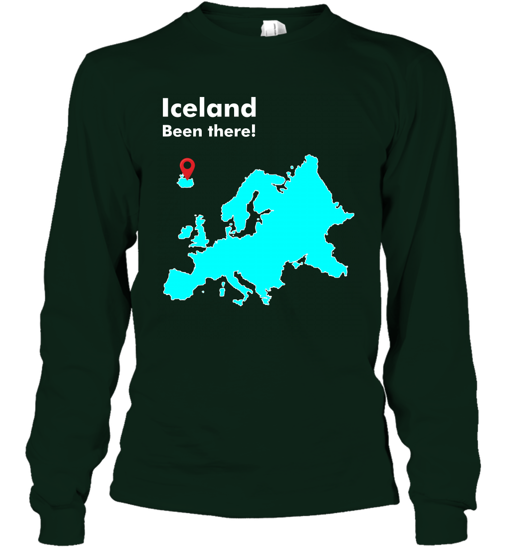 Iceland Been There Map Shirt Long Sleeve T-Shirt Long Sleeve T-Shirt Forest Green