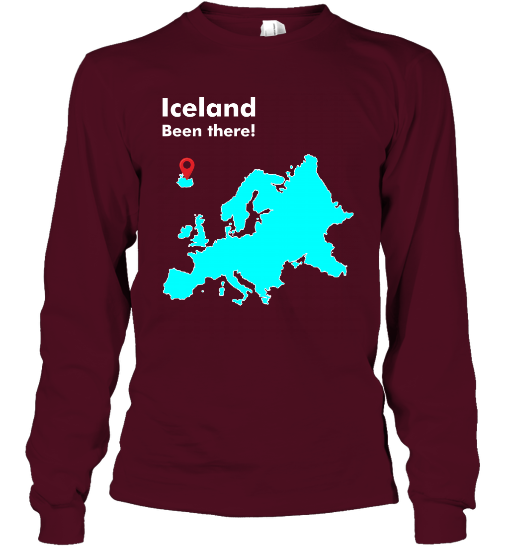 Iceland Been There Map Shirt Long Sleeve T-Shirt Long Sleeve T-Shirt Maroon