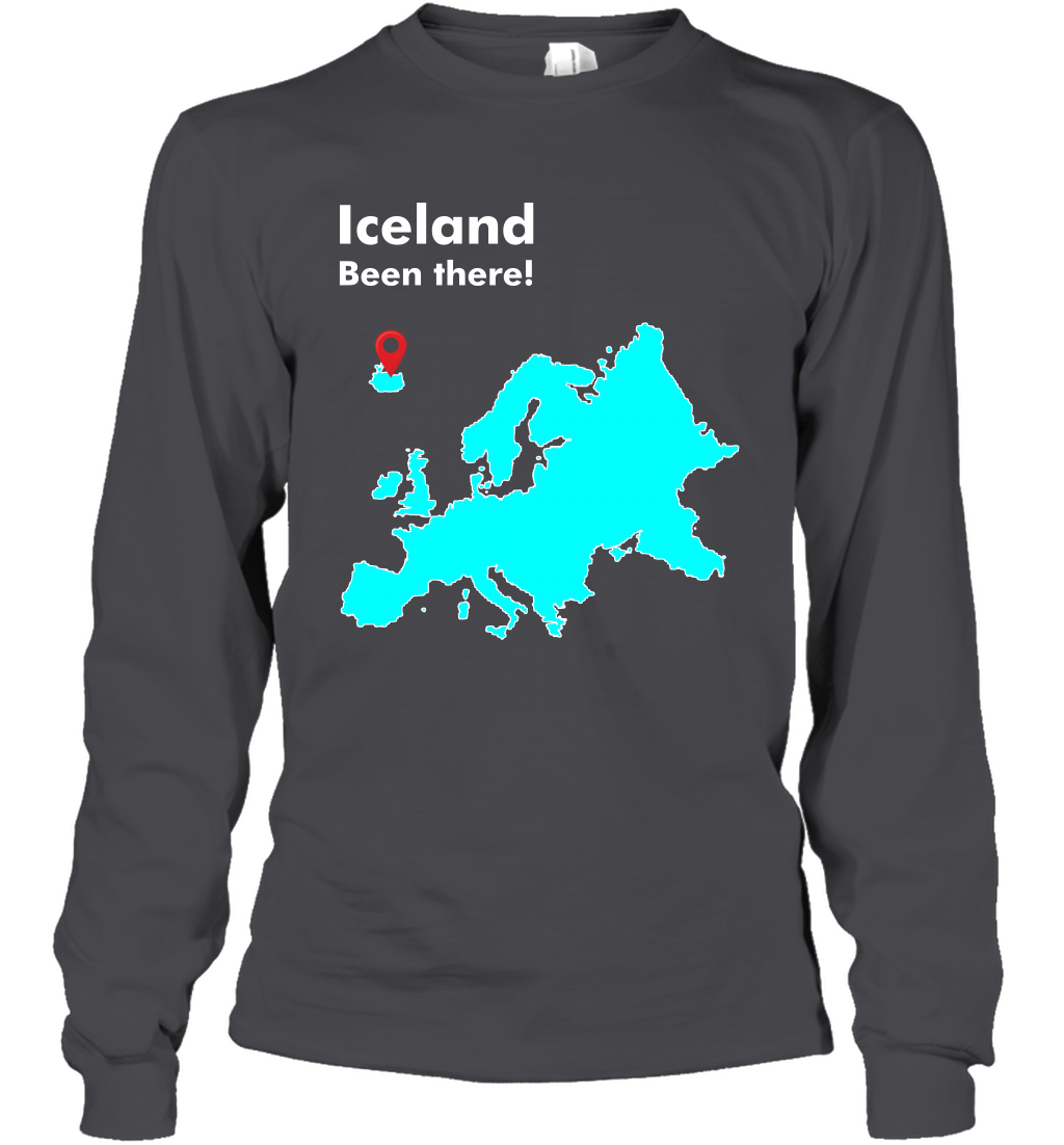 Iceland Been There Map Shirt Long Sleeve T-Shirt Long Sleeve T-Shirt Dark Heather