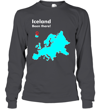 Iceland Been There Map Shirt Long Sleeve T-Shirt Long Sleeve T-Shirt Dark Heather