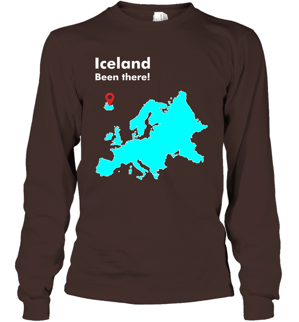Iceland Been There Map Shirt Long Sleeve T-Shirt Long Sleeve T-Shirt Dark Chocolate