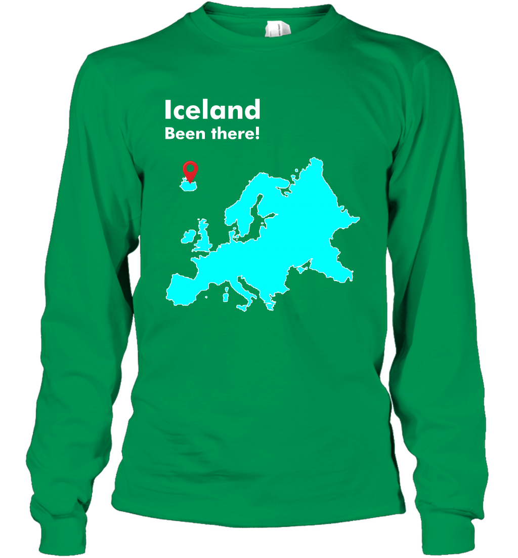 Iceland Been There Map Shirt Long Sleeve T-Shirt Long Sleeve T-Shirt Irish Green