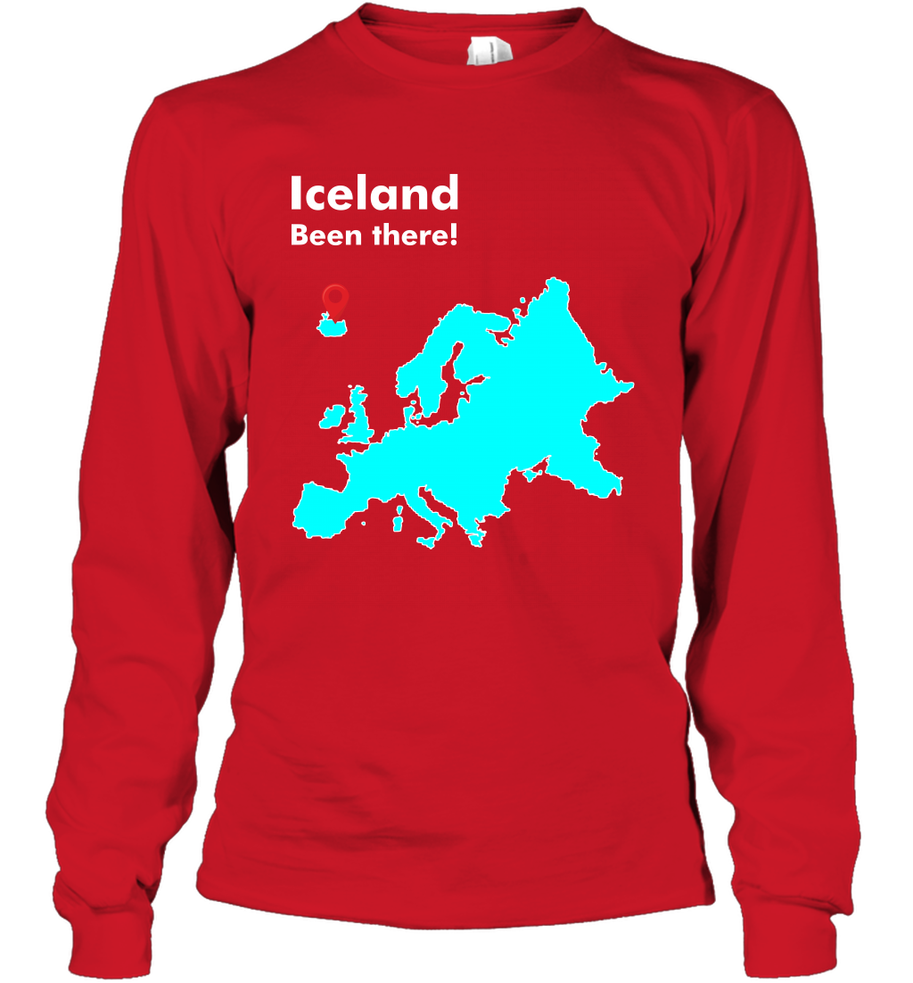 Iceland Been There Map Shirt Long Sleeve T-Shirt Long Sleeve T-Shirt Red