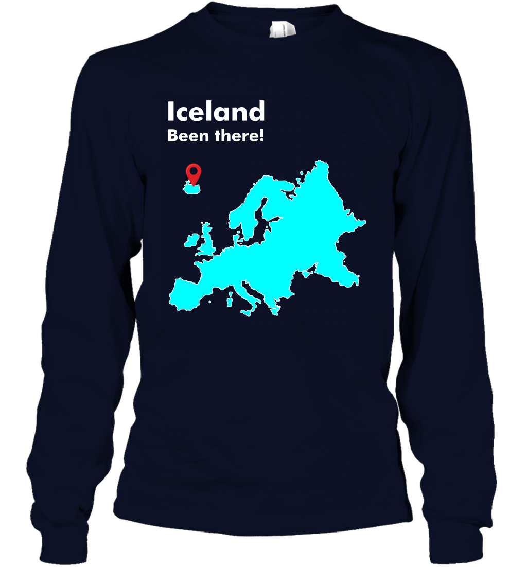 Iceland Been There Map Shirt Long Sleeve T-Shirt Long Sleeve T-Shirt Navy