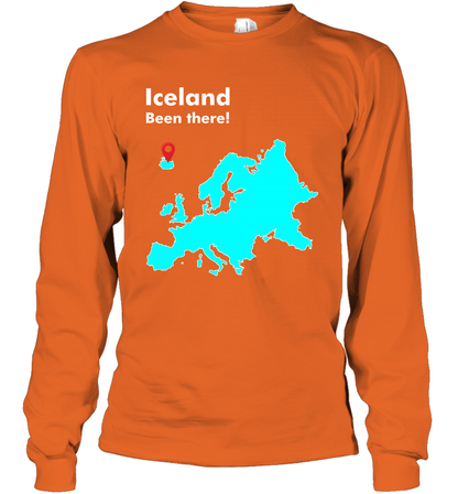 Iceland Been There Map Shirt Long Sleeve T-Shirt Long Sleeve T-Shirt Orange