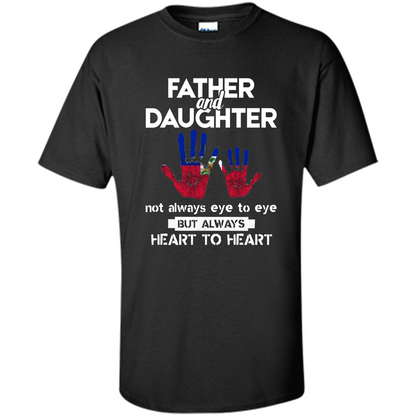 Father And Daughter Father's Day T-shirt Heart To Heart Black
