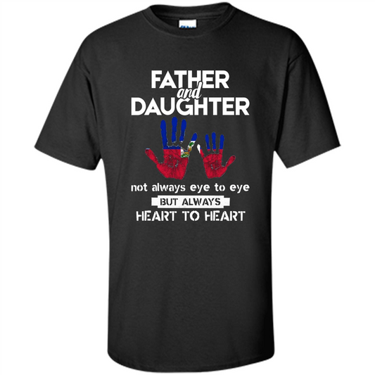 Father And Daughter Father's Day T-shirt Heart To Heart Black