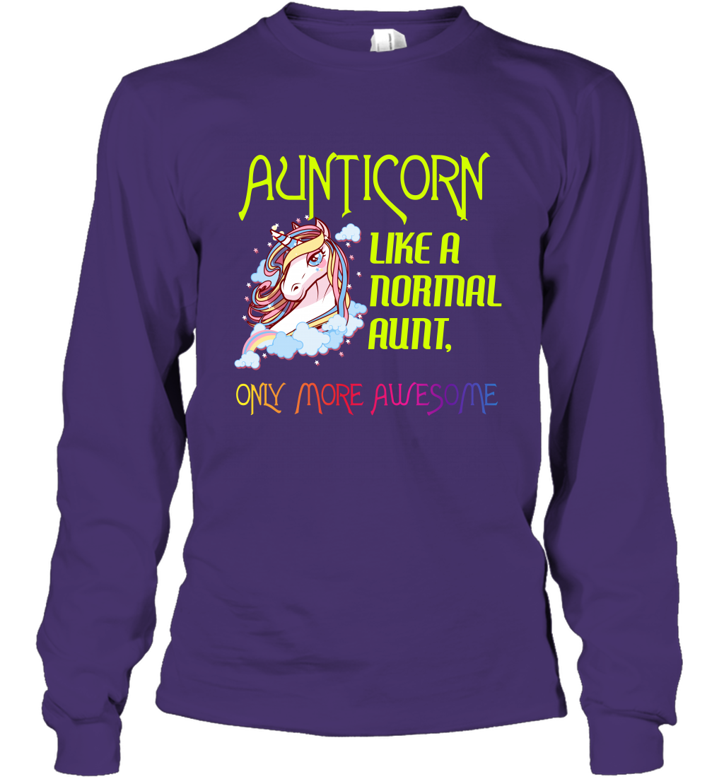 Aunticorn Like A Normal Aunt Only More Awesome Shirt Long Sleeve T-Shirt Long Sleeve T-Shirt Purple
