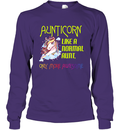 Aunticorn Like A Normal Aunt Only More Awesome Shirt Long Sleeve T-Shirt Long Sleeve T-Shirt Purple