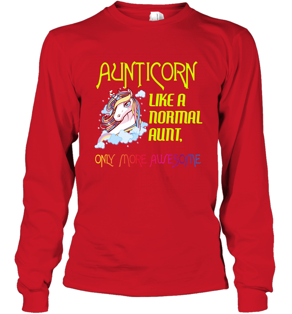 Aunticorn Like A Normal Aunt Only More Awesome Shirt Long Sleeve T-Shirt Long Sleeve T-Shirt Red