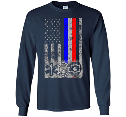 Fireman Police EMT / First Responder Flag t-shirt Navy
