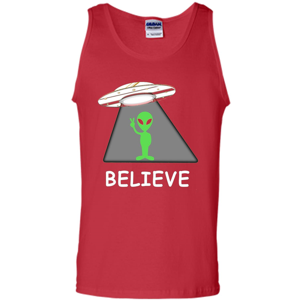 I Believe Alien T-shirt New Cool UFO T-shirt Red