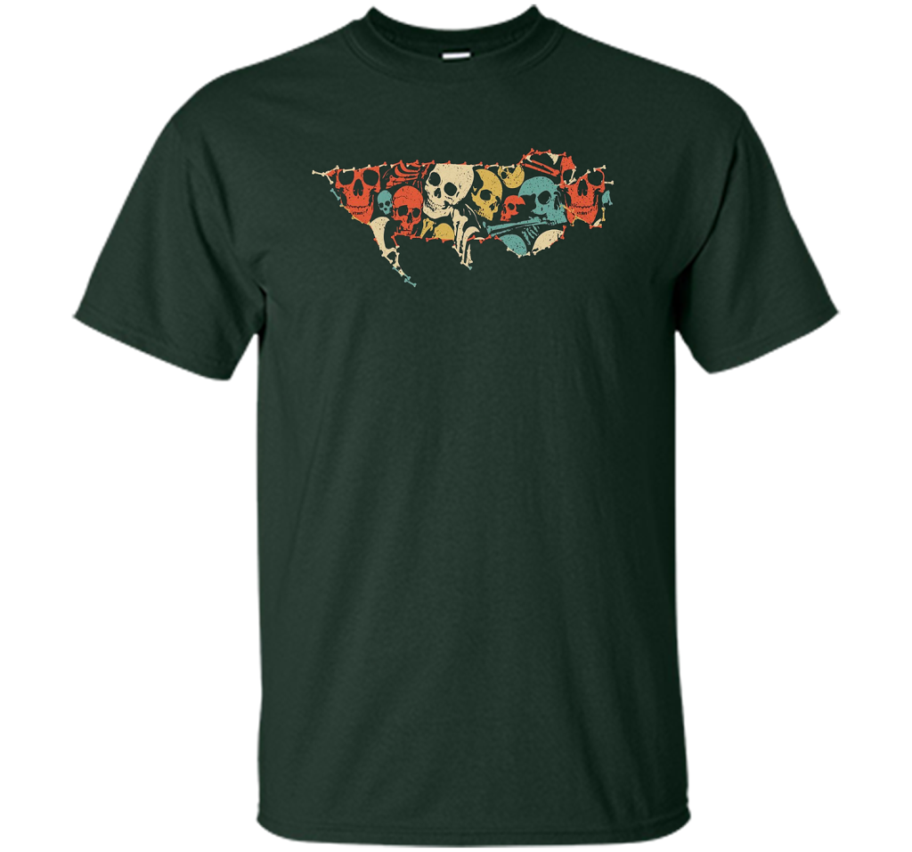 AROWANA Halloween T-shirt Skeleton Skull Vintage shirt Forest Green