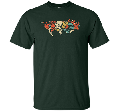 AROWANA Halloween T-shirt Skeleton Skull Vintage shirt Forest Green